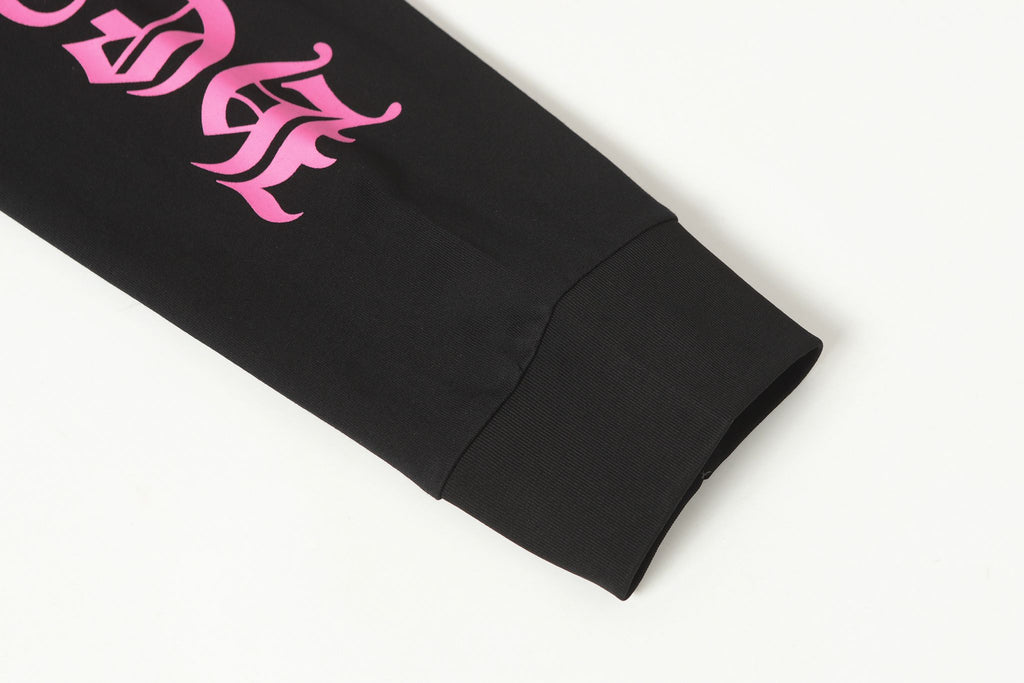 Pink Typography Collar Black Long Sleeve™