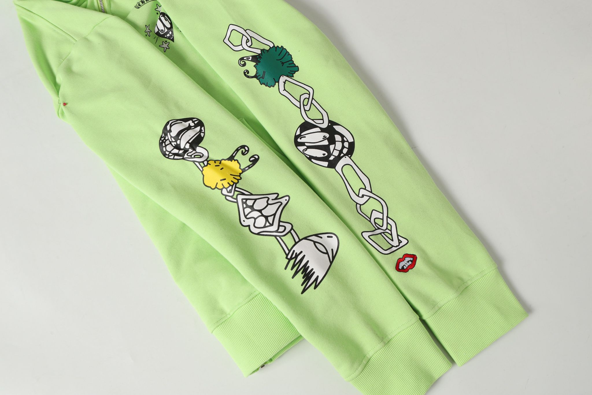 M-Boy Chain Linked Lime Green Full Zip Hoodie™