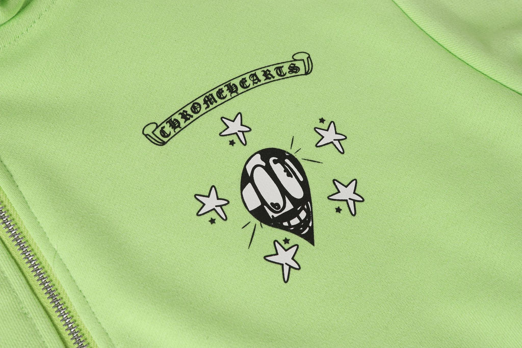 M-Boy Chain Linked Lime Green Full Zip Hoodie™