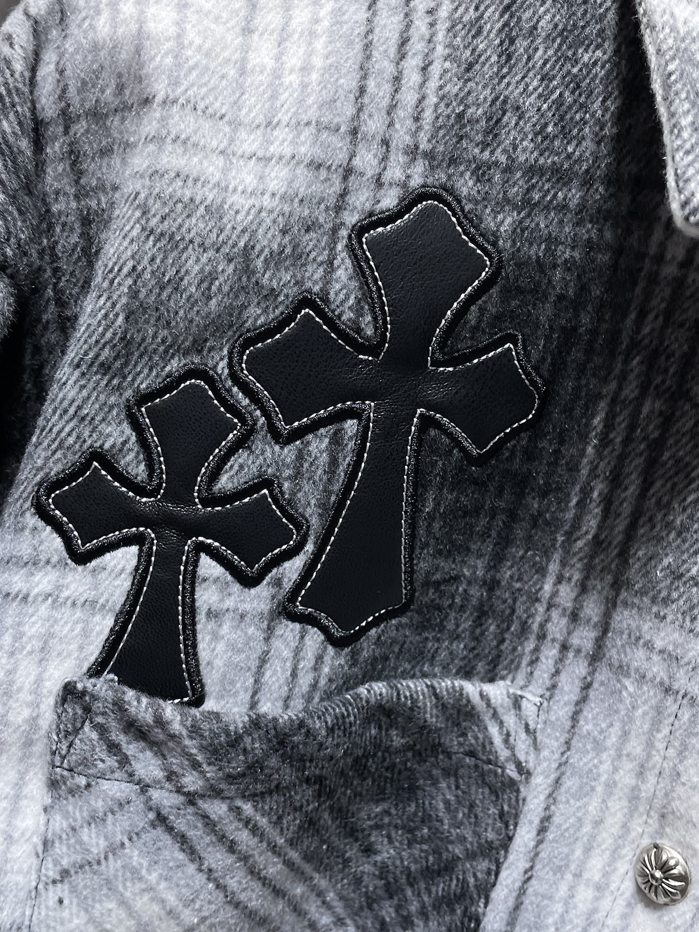 Black Leather Crosses & Fleur De Lis Checkered Grey Flannel™