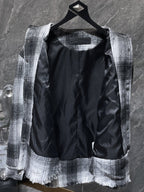 Black Leather Crosses & Fleur De Lis Checkered Grey Flannel™