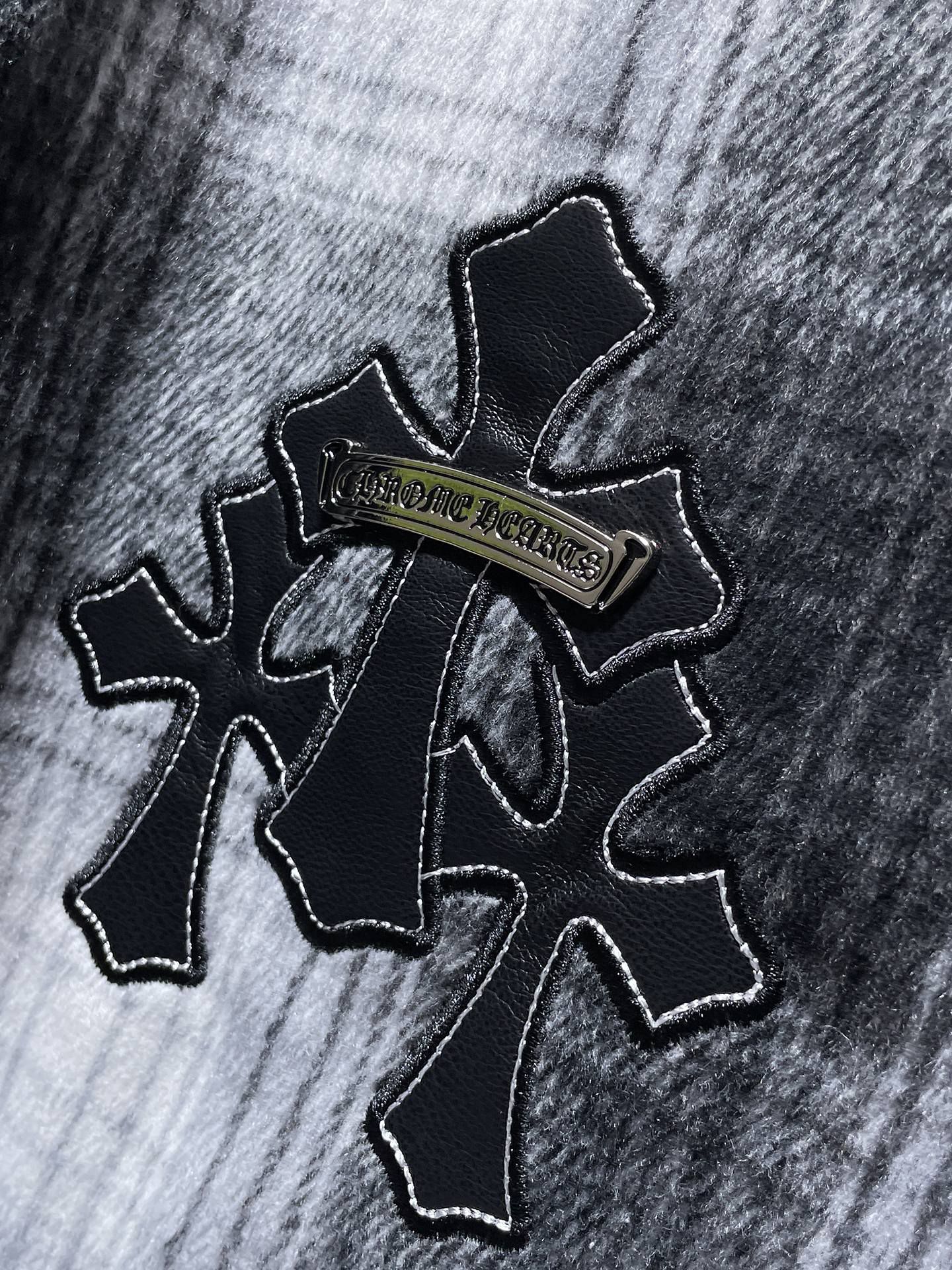 Black Leather Crosses & Fleur De Lis Checkered Grey Flannel™