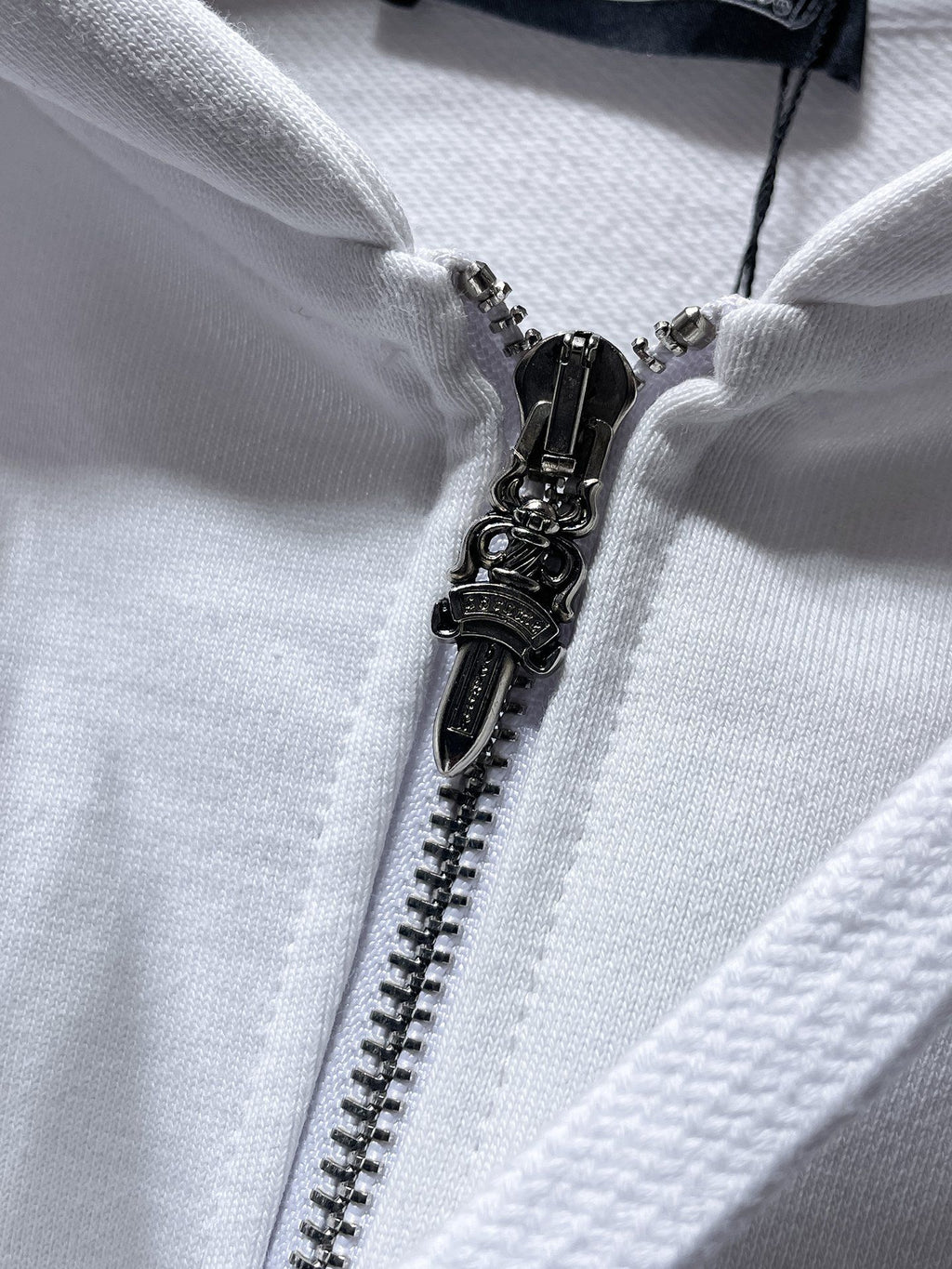 Black Rhinestone Logo White Full Zip Hoodie™