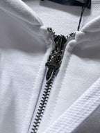 Black Rhinestone Logo White Full Zip Hoodie™