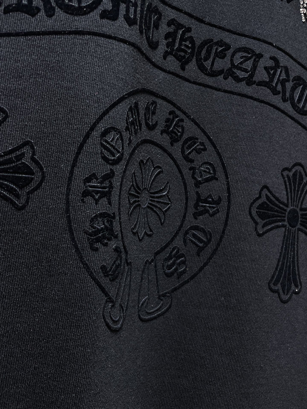 Rhinestone Logo Black Full Zip Hoodie™