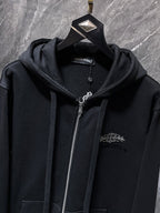 Rhinestone Logo Black Full Zip Hoodie™