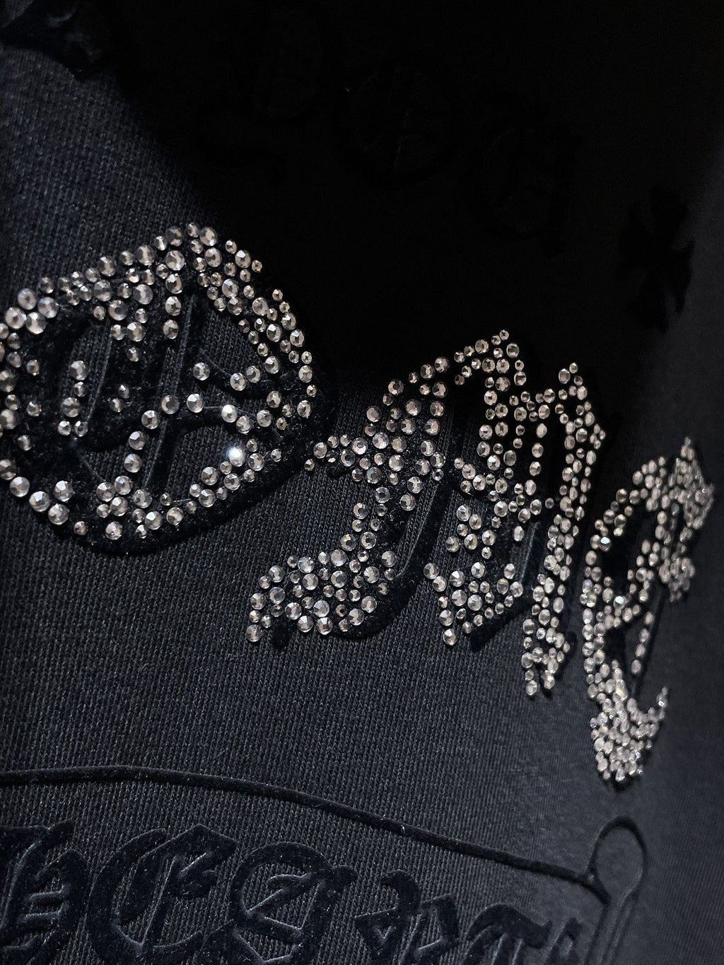 Rhinestone Logo Black Full Zip Hoodie™