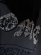 Rhinestone Logo Black Full Zip Hoodie™