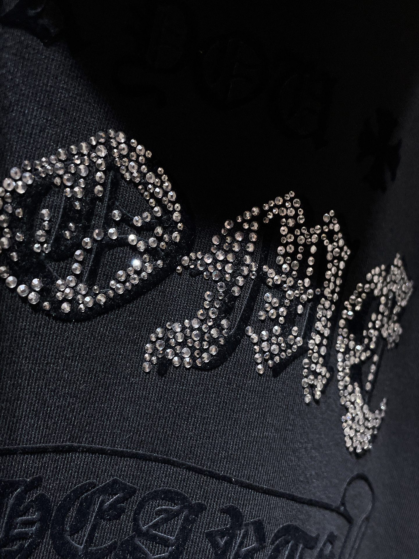 Rhinestone Logo Black Full Zip Hoodie™