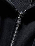 Rhinestone Logo Black Full Zip Hoodie™