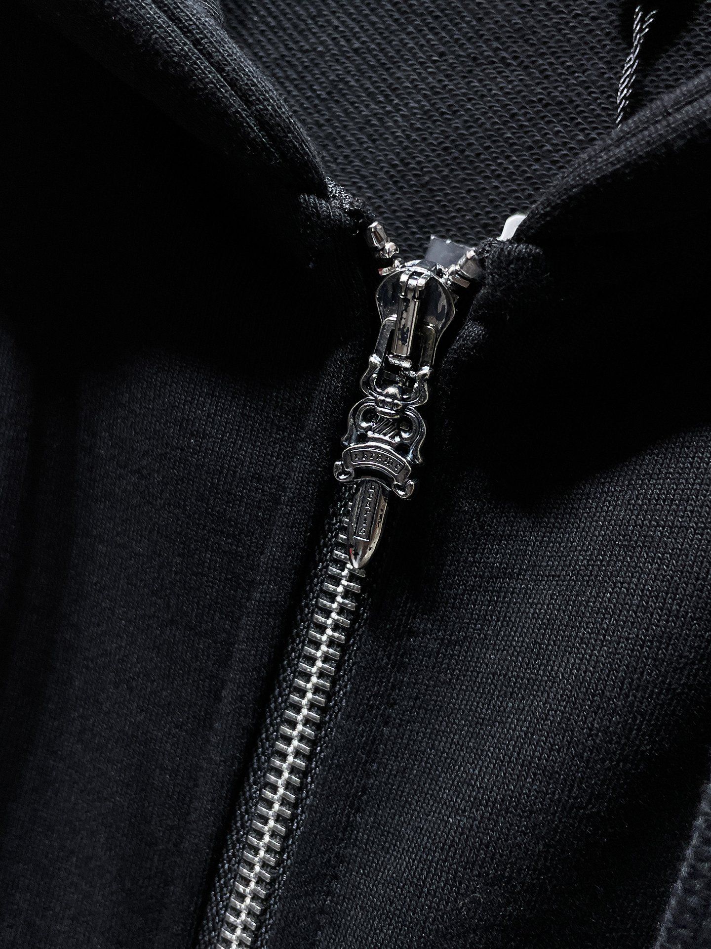 Rhinestone Logo Black Full Zip Hoodie™