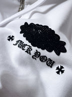 Black Rhinestone Logo White Full Zip Hoodie™