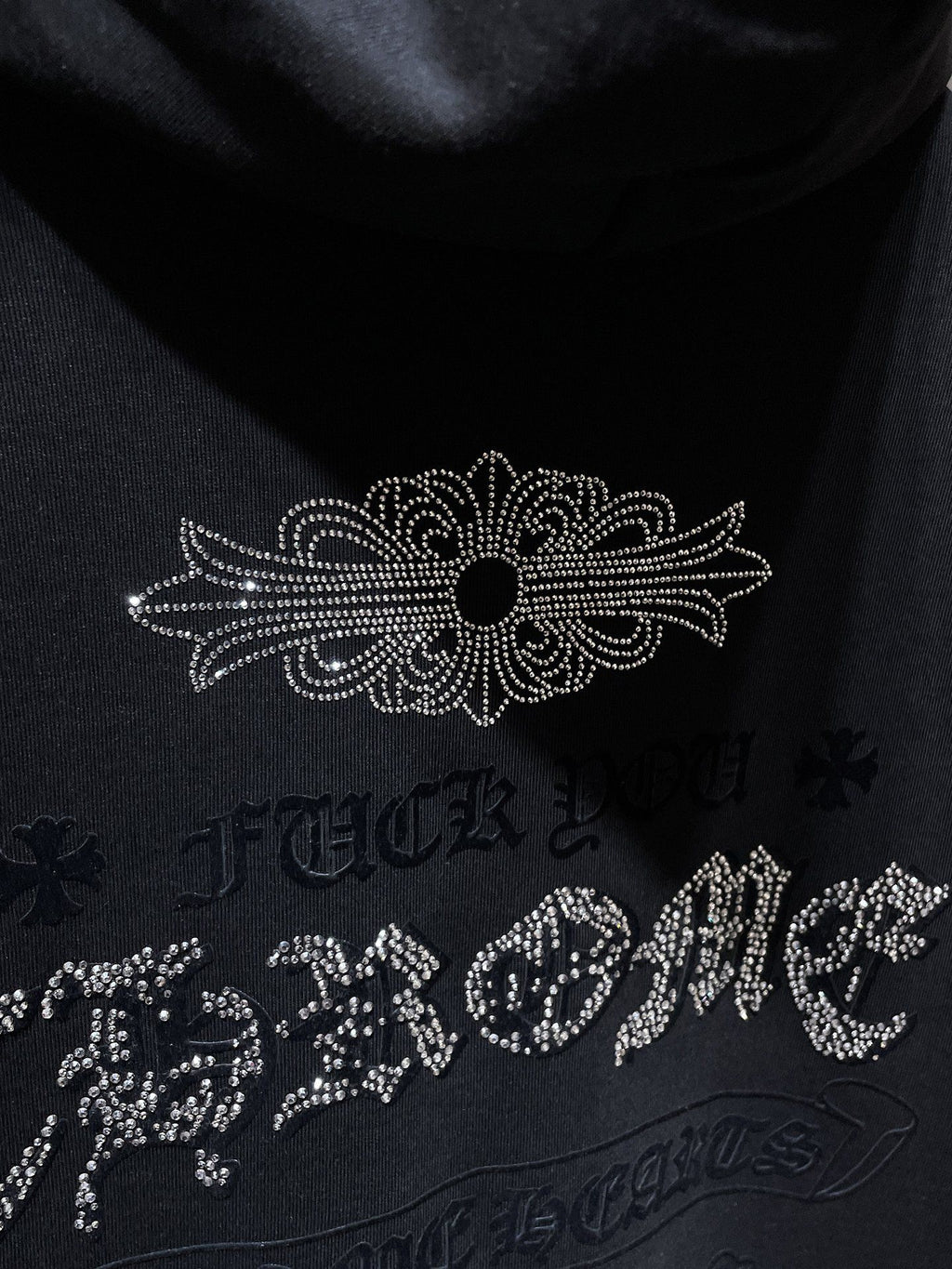 Rhinestone Logo Black Full Zip Hoodie™