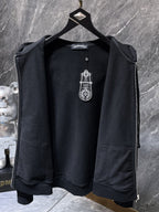 Safety Pin Horse Shoe Logo Black Full Zip Hoodie™