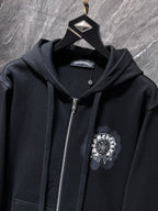 Safety Pin Horse Shoe Logo Black Full Zip Hoodie™