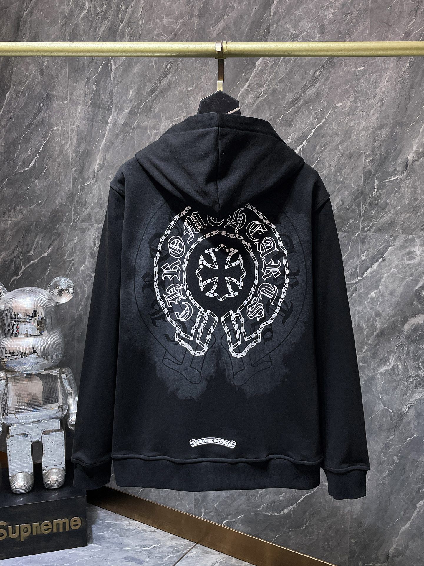 Safety Pin Horse Shoe Logo Black Full Zip Hoodie™