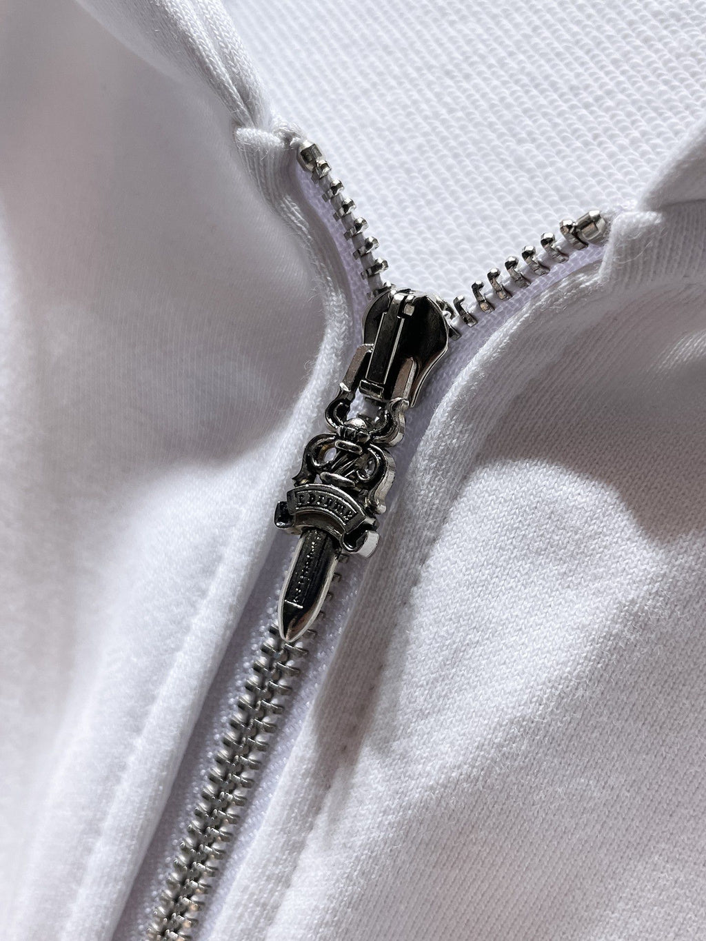 Safety Pin Horse Shoe Logo White Full Zip Hoodie™