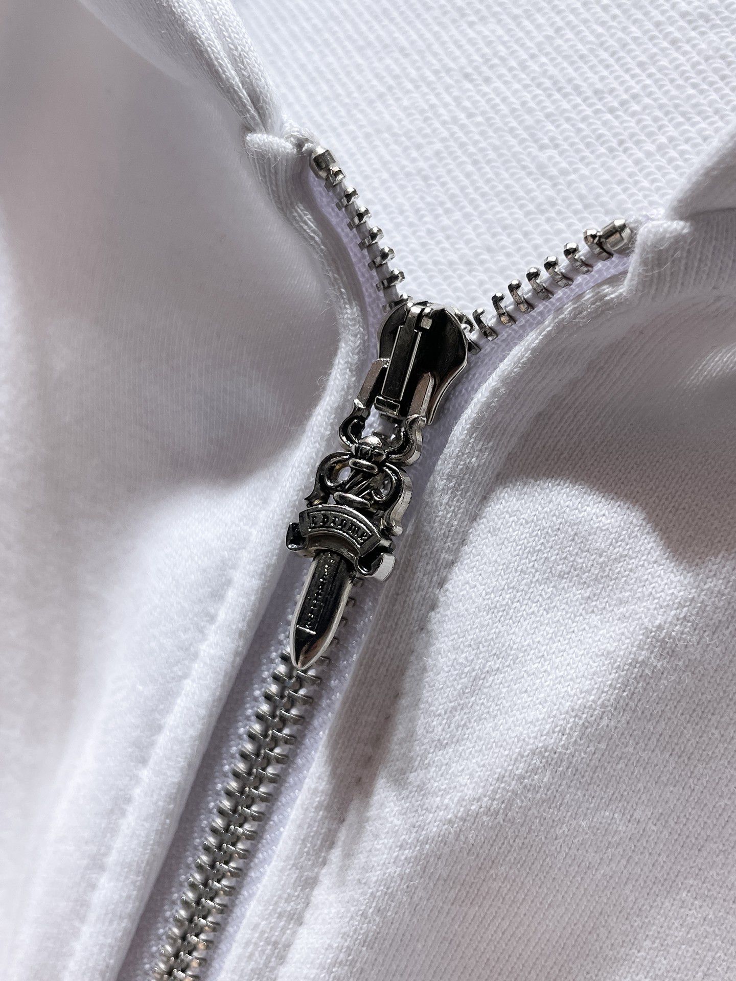Safety Pin Horse Shoe Logo White Full Zip Hoodie™