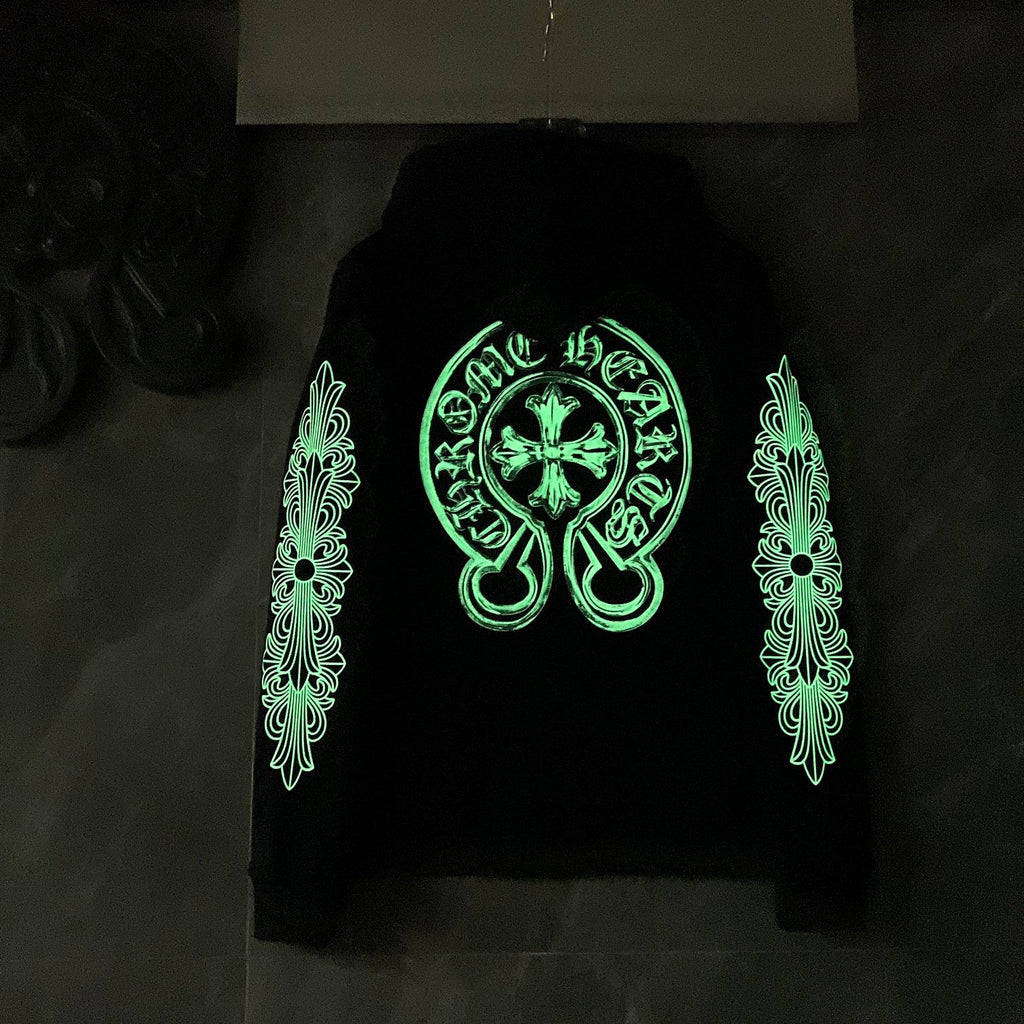 Glow in the Dark Horse Shoe Logo Black Hoodie™