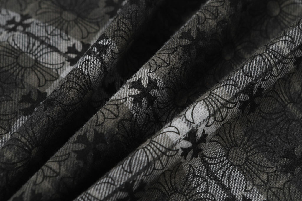 Flower Cross Pattern Dark Grey Flannel™