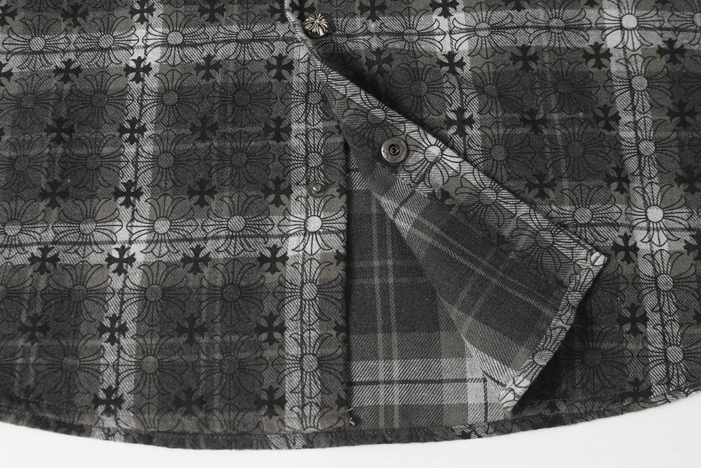 Flower Cross Pattern Dark Grey Flannel™