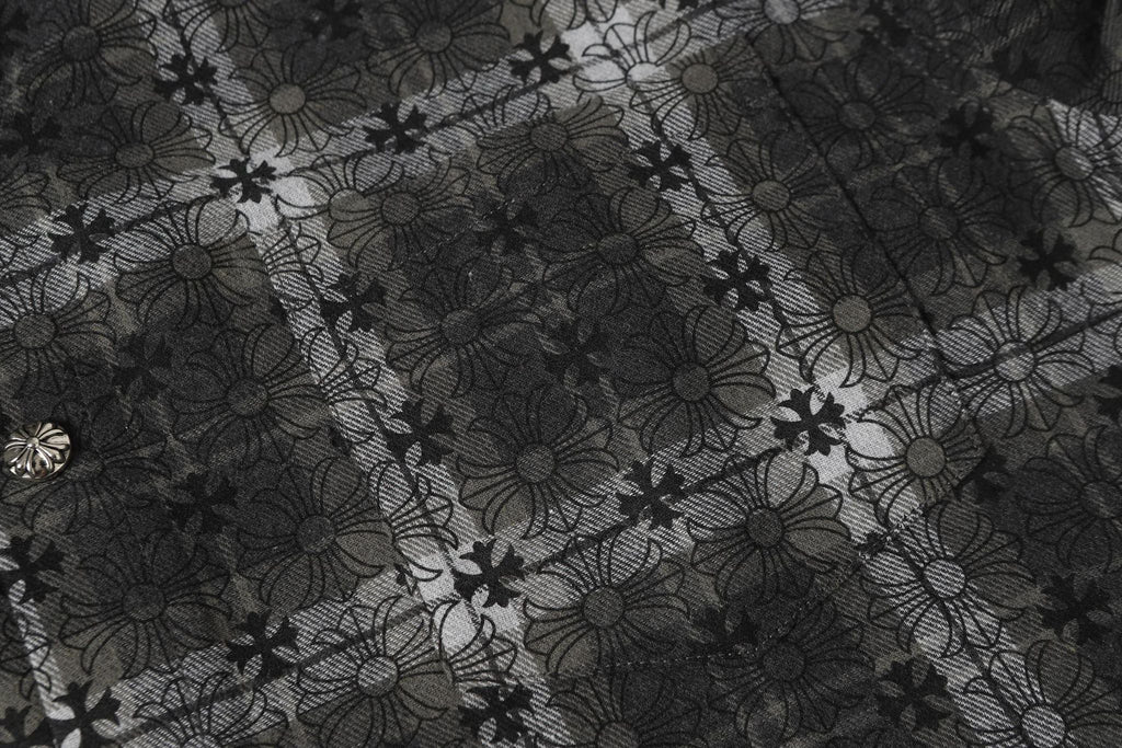 Flower Cross Pattern Dark Grey Flannel™