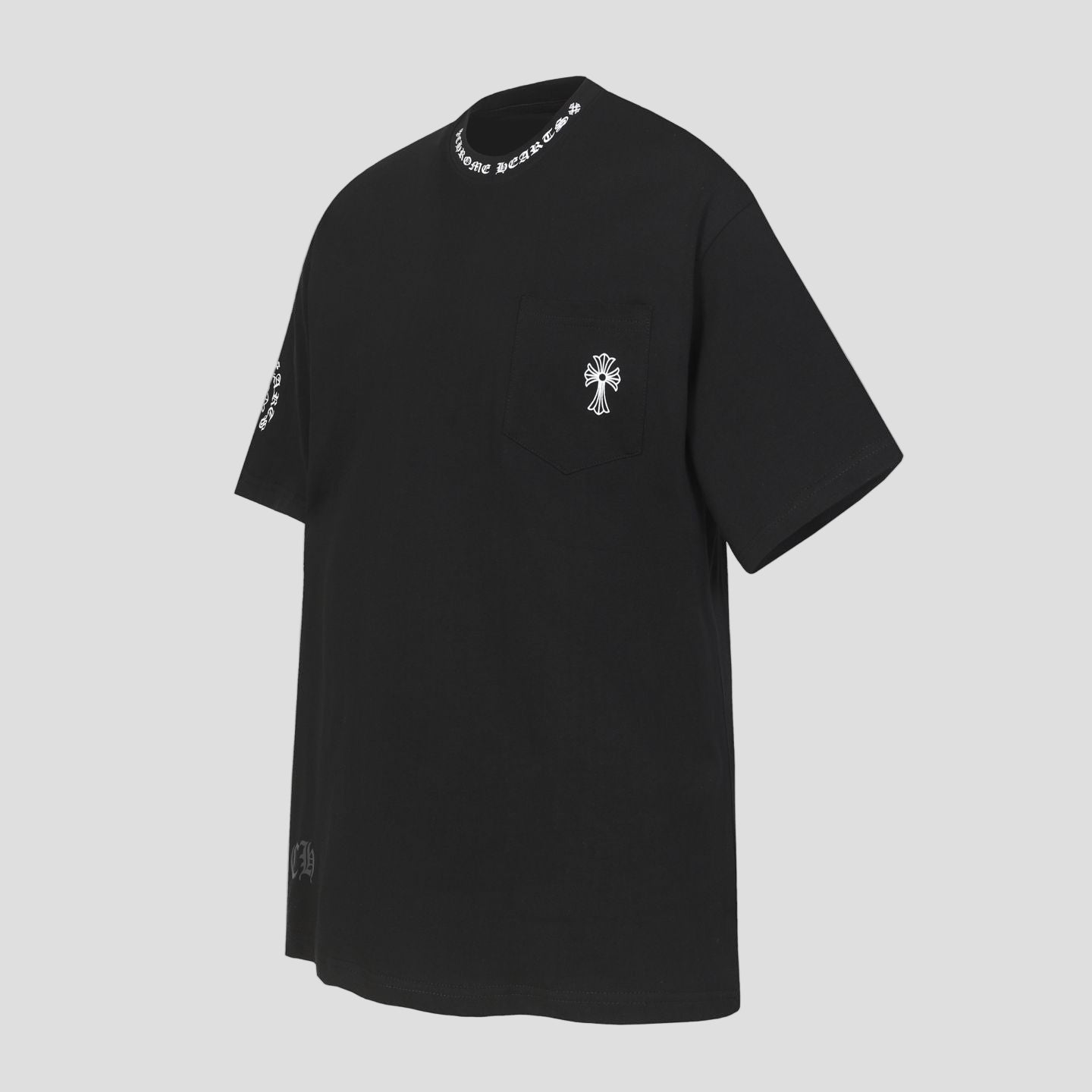 Typography Collar & Horse Shoe Logo Black T-Shirt™