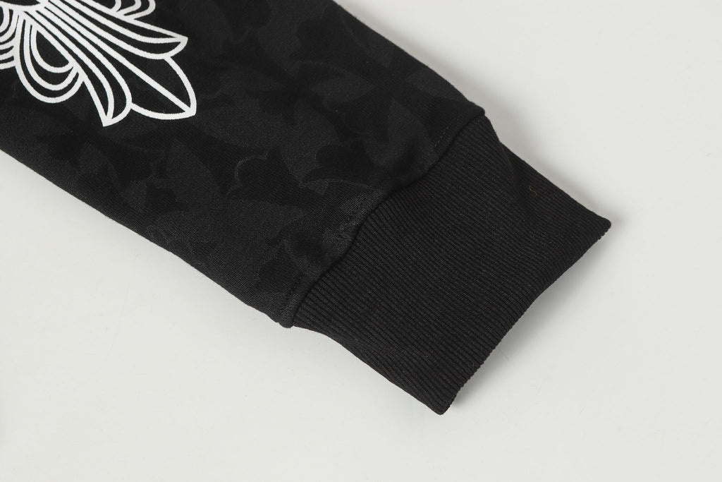 Cross Pattern Black Full Zip Hoodie™