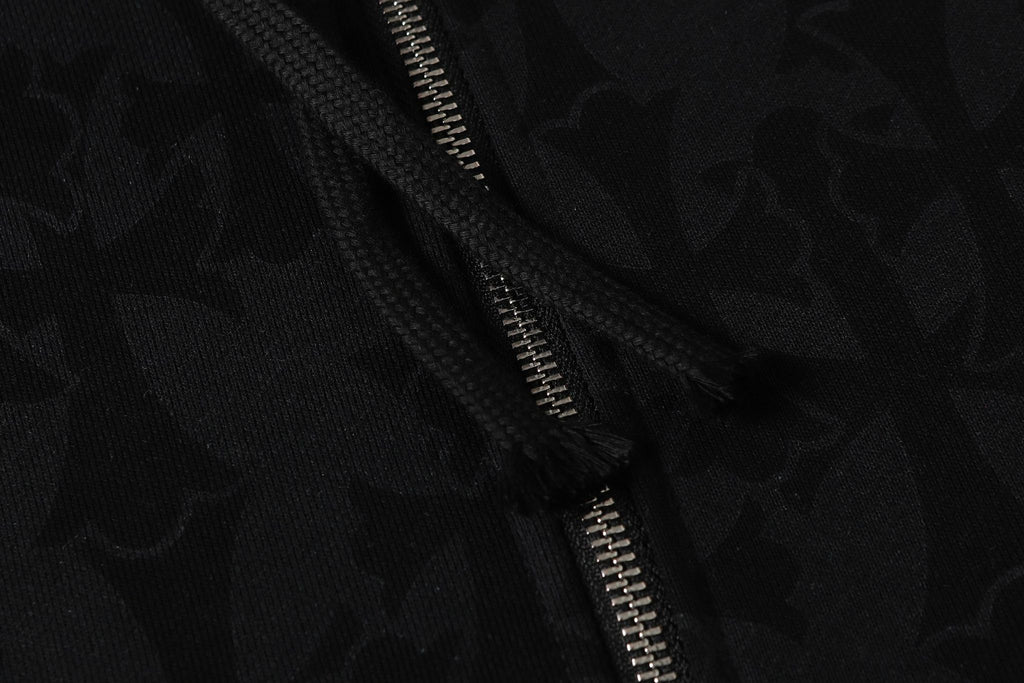 Cross Pattern Black Full Zip Hoodie™