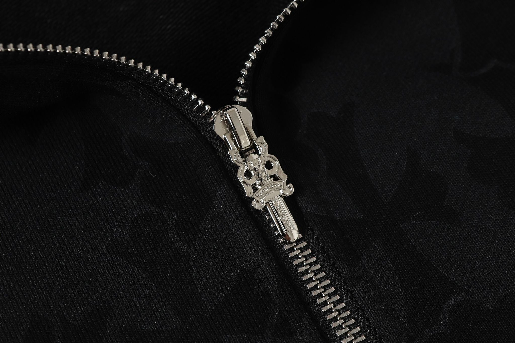 Cross Pattern Black Full Zip Hoodie™