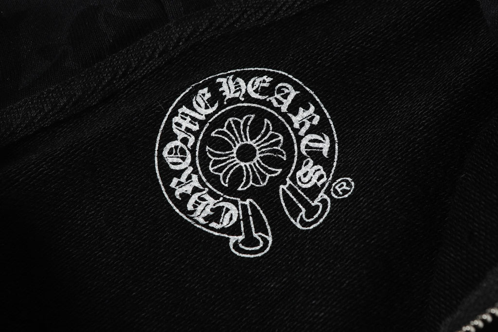 Cross Pattern Black Full Zip Hoodie™