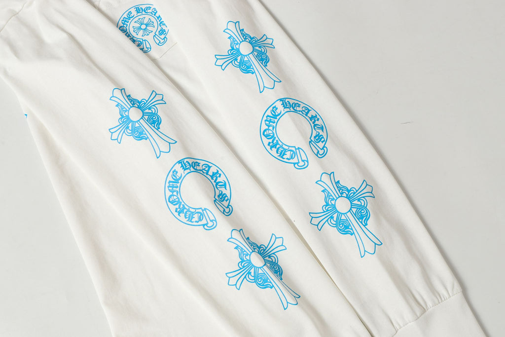 Blue Triple Cross White Long Sleeve™