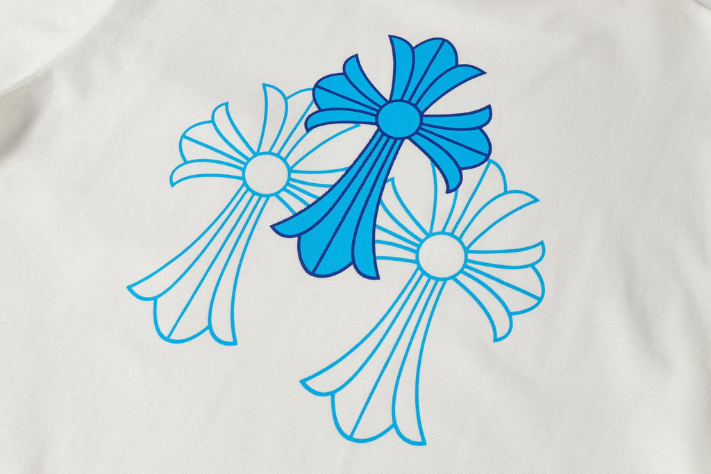 Blue Triple Cross White Long Sleeve™