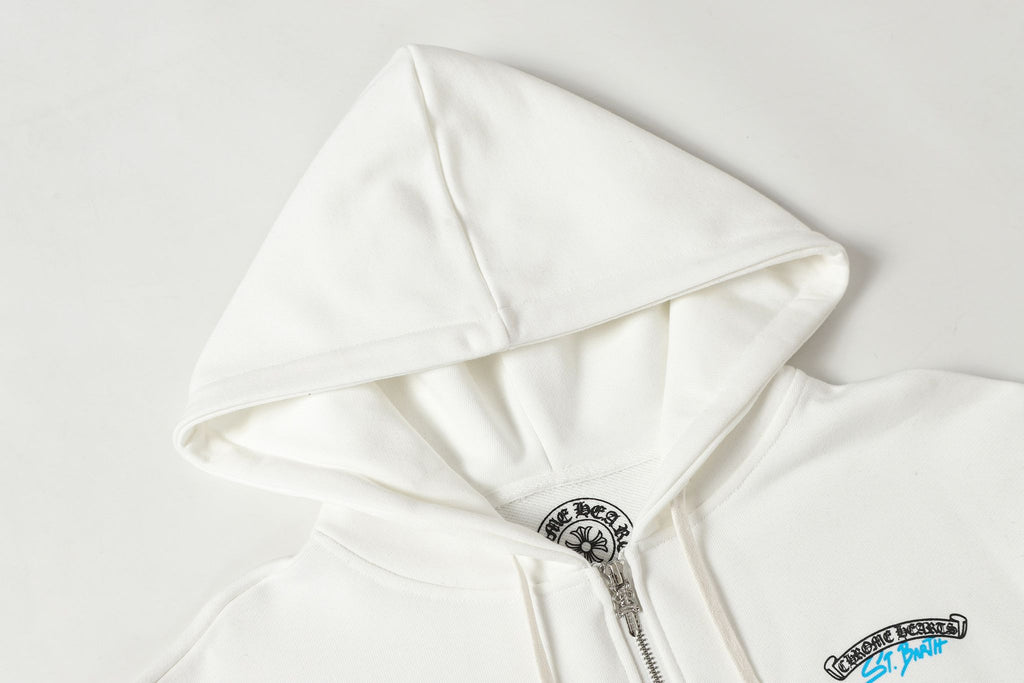 Horse Shoe Logo St. Barth White Full Zip Hoodie™