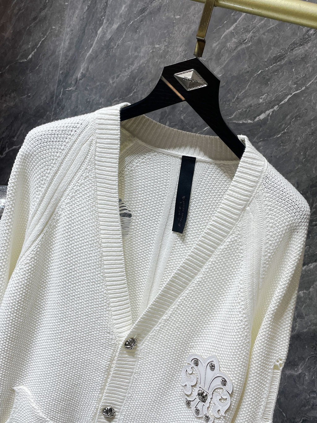 Fleur De Lis Logo White Cardigan Sweater™