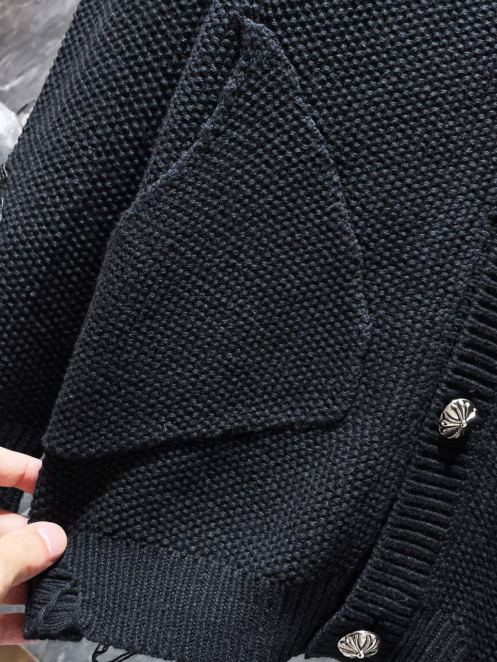 Fleur De Lis Logo Black Cardigan Sweater™