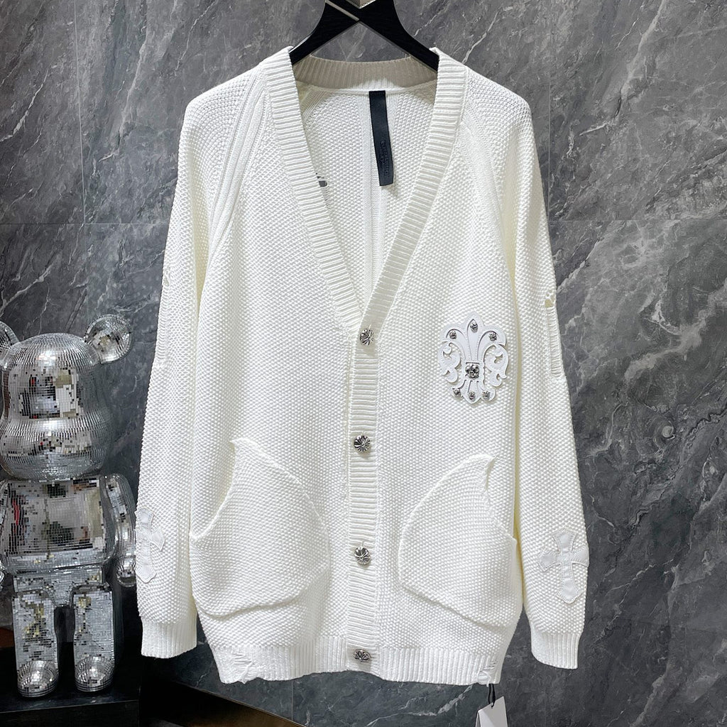 Fleur De Lis Logo White Cardigan Sweater™