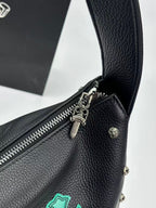 Multi Color Cross Patch Black Leather Handbag™