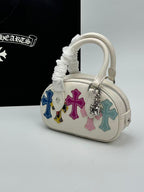 Multi Color Cross Patch White Leather Mini Handbag™