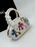 Multi Color Cross Patch White Leather Mini Handbag™