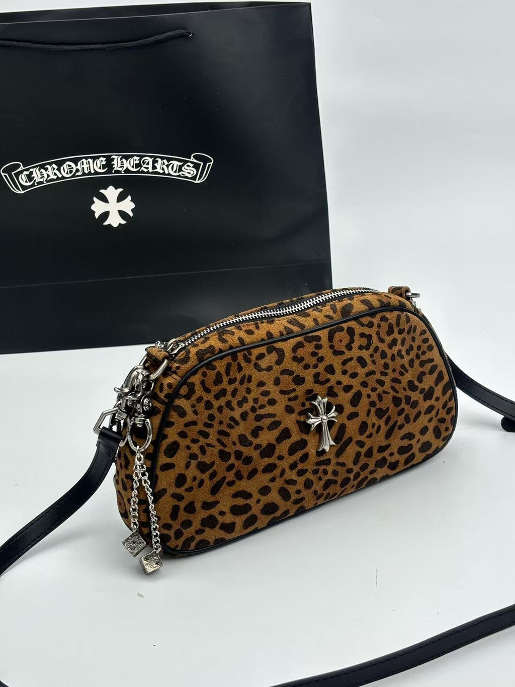 Cheetah Print Brown Leather Handbag™