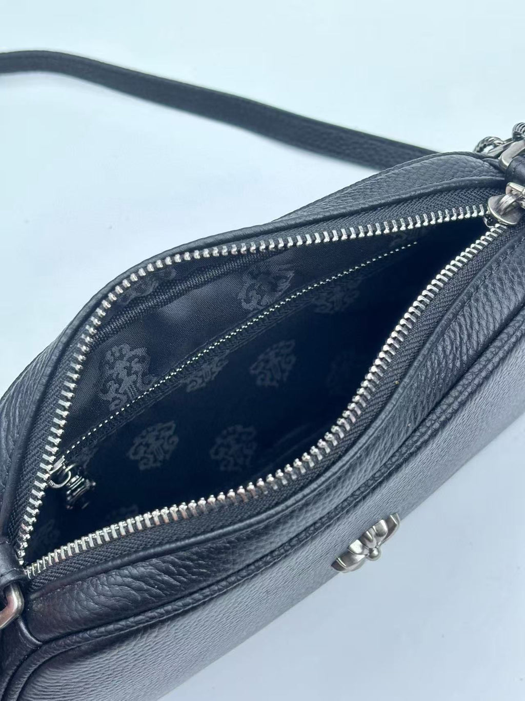 Silver Cross Black Leather Handbag™