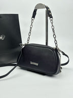 Silver Cross Black Leather Handbag™