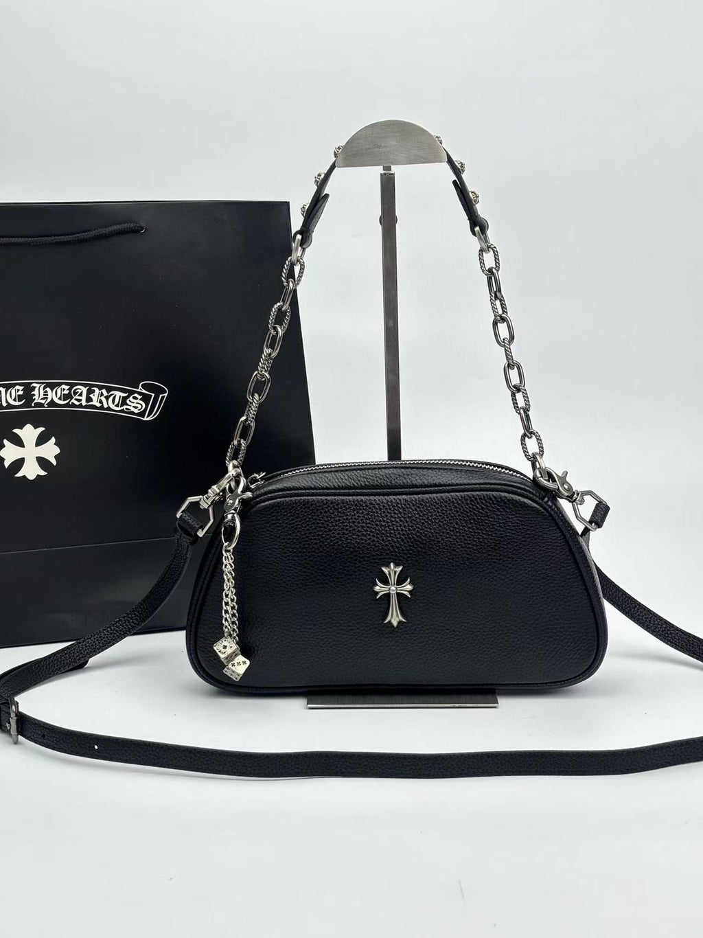 Silver Cross Black Leather Handbag™