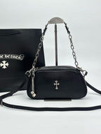 Silver Cross Black Leather Handbag™