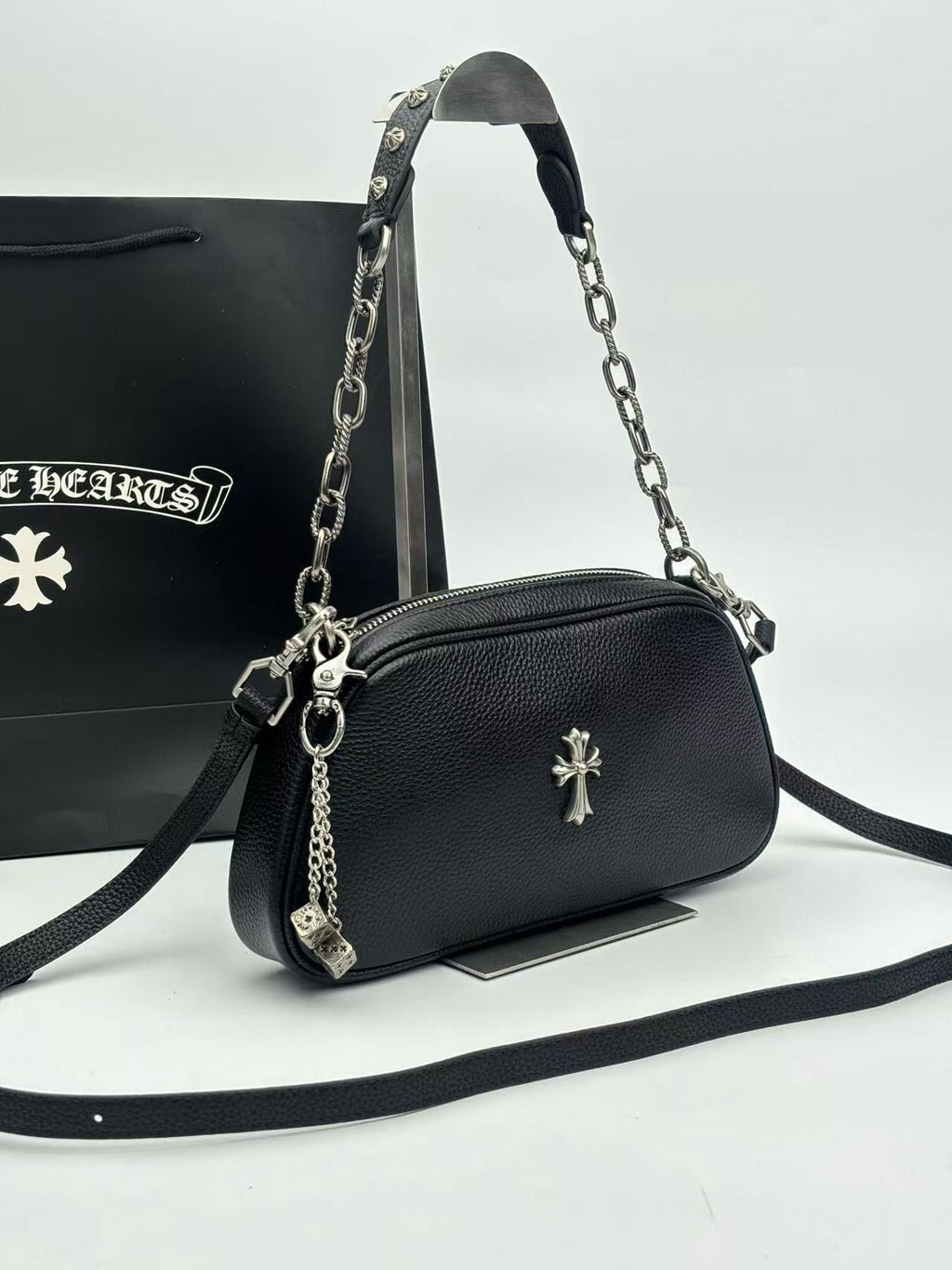 Silver Cross Black Leather Handbag™