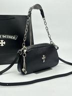 Silver Cross Black Leather Handbag™
