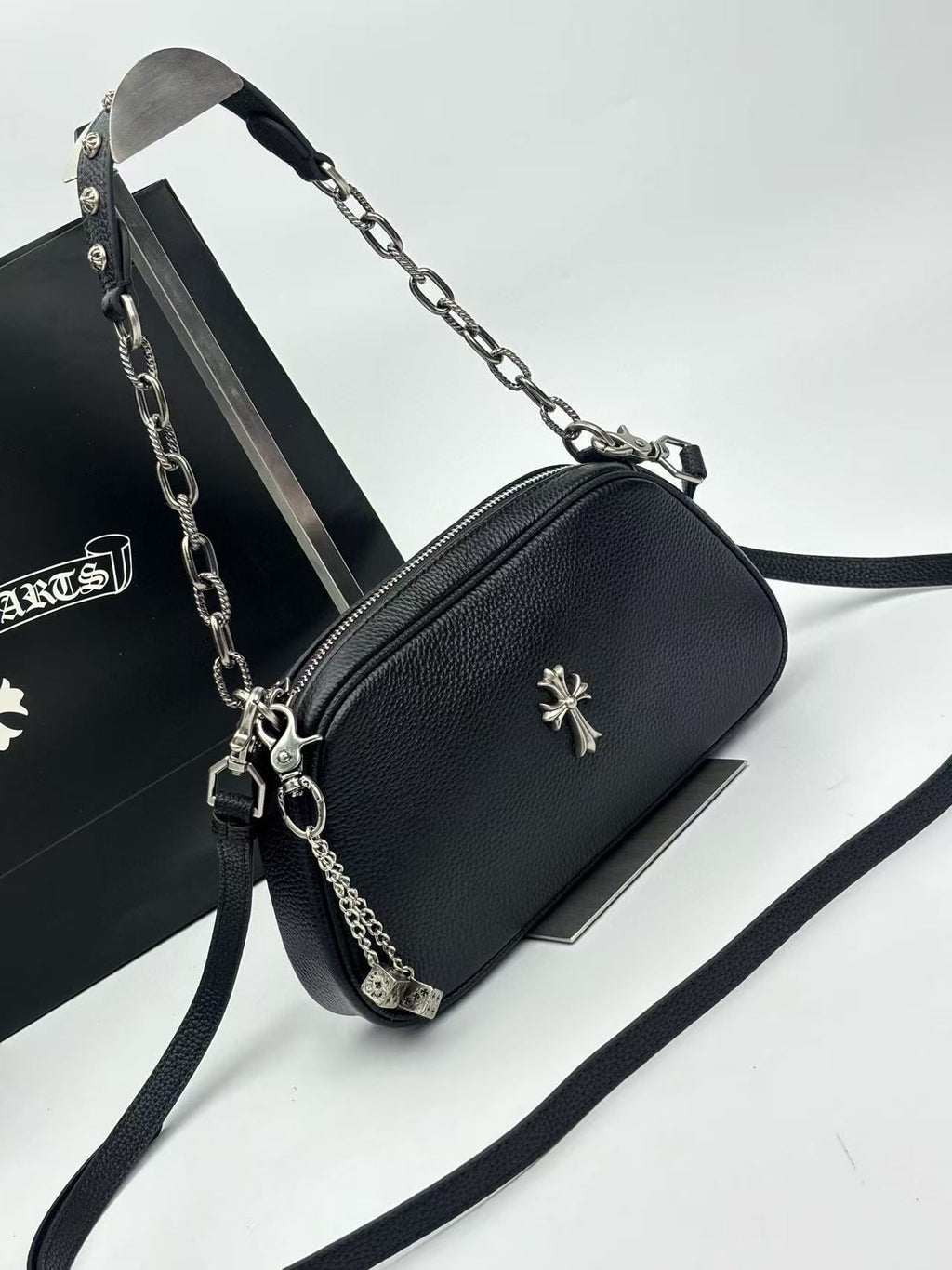 Silver Cross Black Leather Handbag™