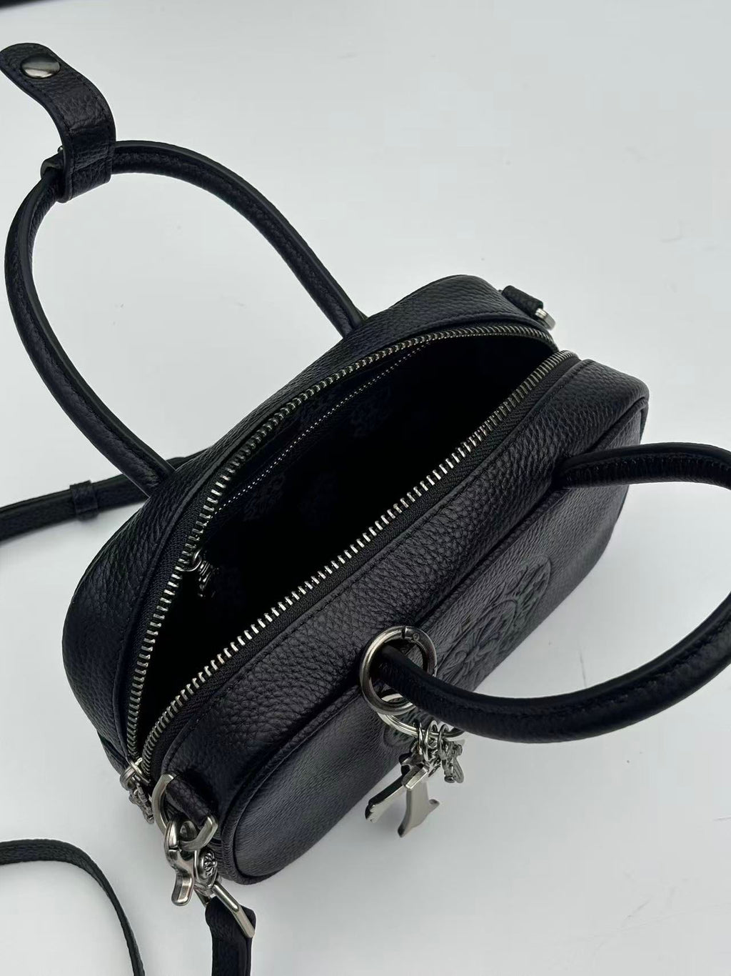Horse Shoe Logo Black Leather Mini Handbag™