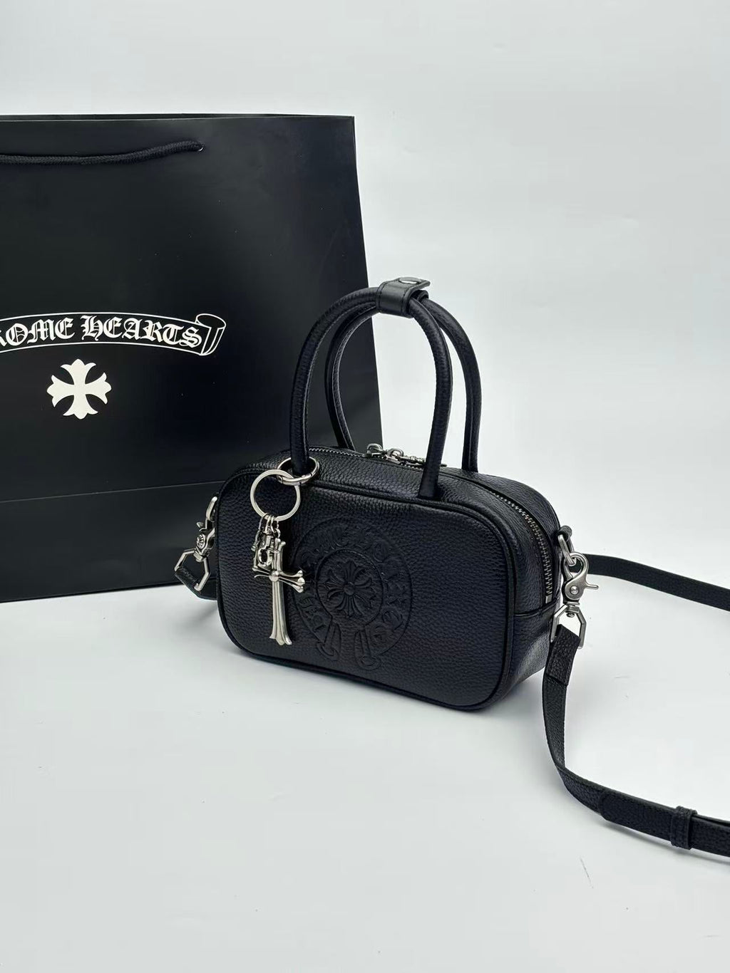 Horse Shoe Logo Black Leather Mini Handbag™